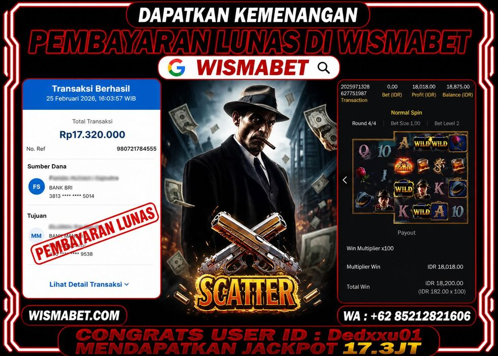 Wismabet - BUKTI KEMENANGAN Mafia Mayhem Rp17,320,000,- LUNAS